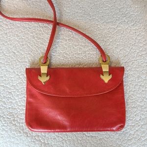 Vintage Rodo red leather shoulder bag